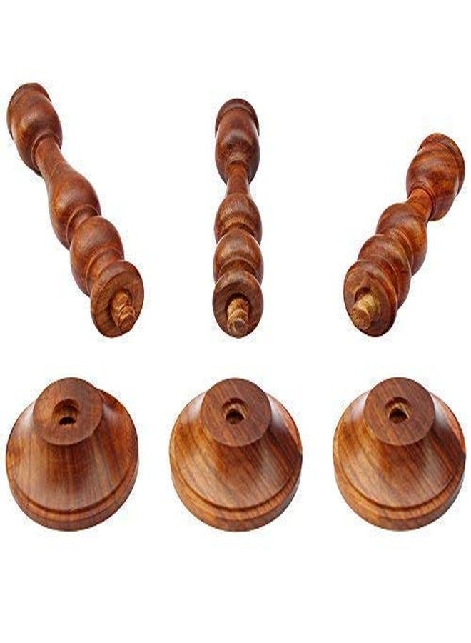 ITOS365 Handmade Wooden Candle Stand - Set of 3 | Decorative Wood Finished Wax Candle Holder for Home, Office & Living Room Décor | Handcrafted Tealight Holder Gift Item for Diwali & Festivals - Image 2